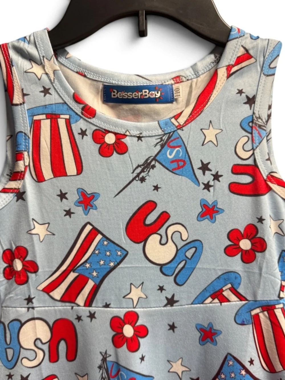 NWOT BesserBay Girls USA Patriotic Dress 4T 4th July American Flag